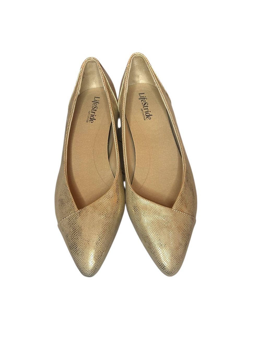 LifeStride Gold Metallic Pointed Toe Flats Women’s Size 9 Comfort Slip On - Picture 8 of 10